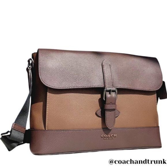 COACH Leather Hudson Tobacco and Mahogany Messenger / Laptop Bag NWT - Picture 3 of 11